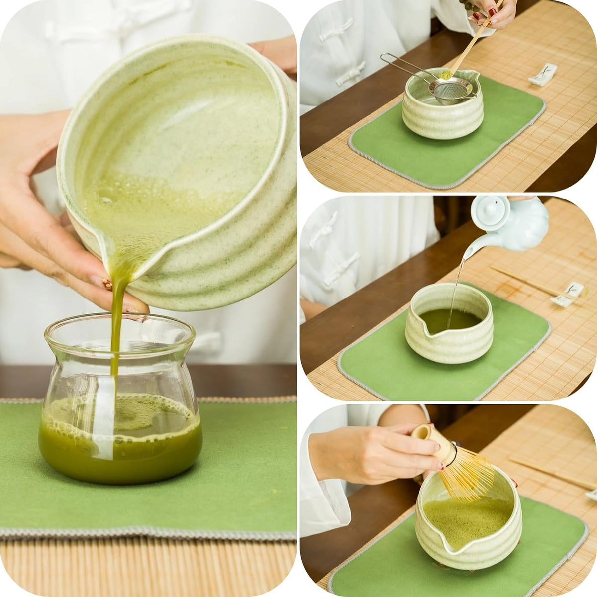 Yeemous 7 Pcs Matcha Whisk Set, Matcha Making Kit with Ceramic Bowl