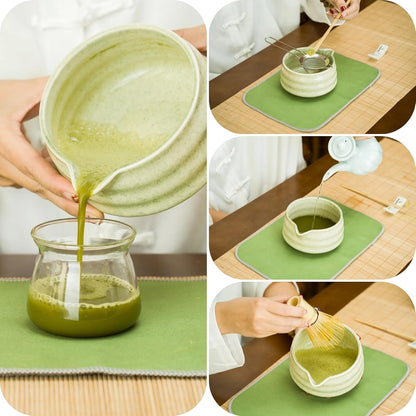 Yeemous 7 Pcs Matcha Whisk Set, Matcha Making Kit with Ceramic Bowl