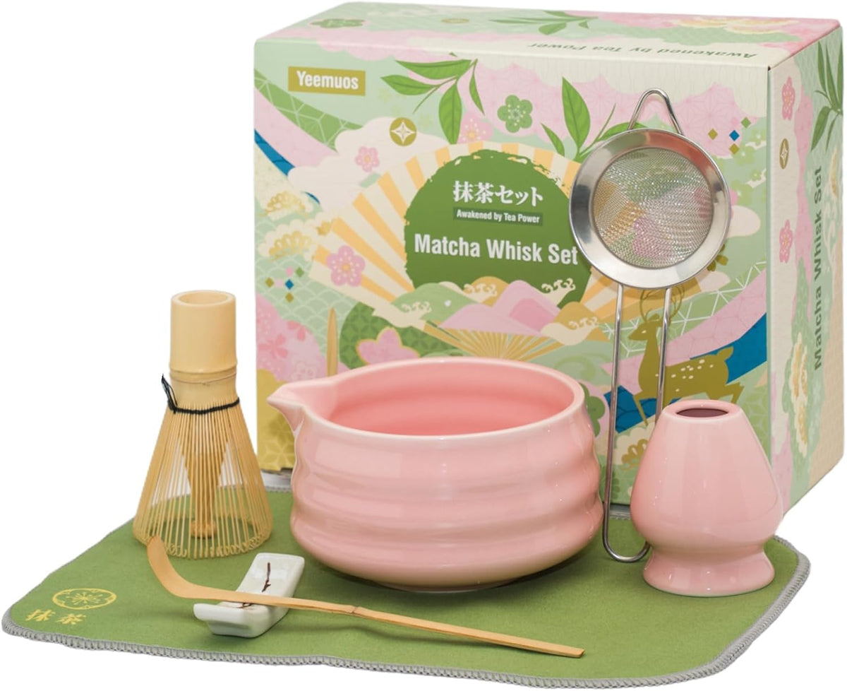 Yeemous 7 Pcs Matcha Whisk Set, Matcha Making Kit with Ceramic Bowl