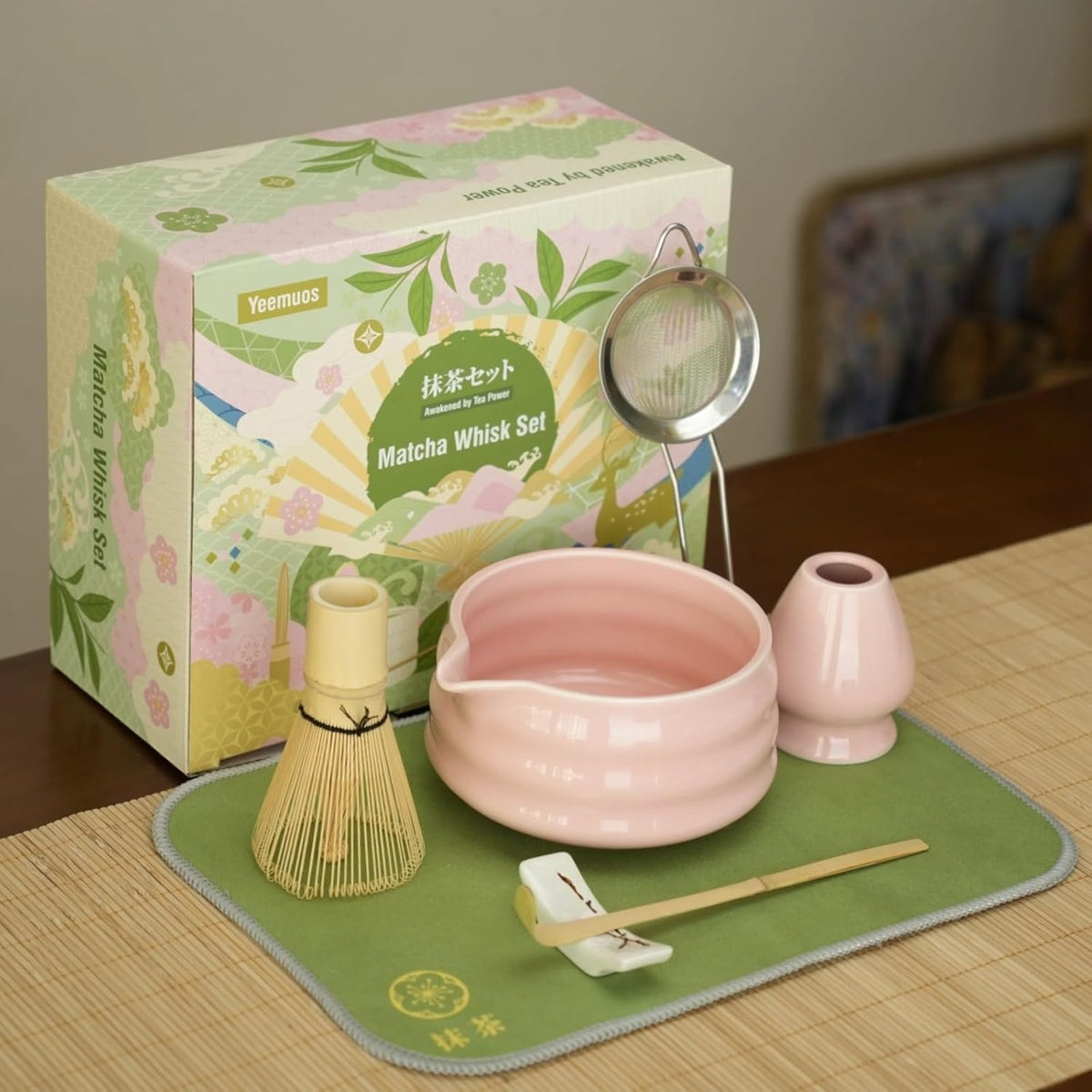 Yeemous 7 Pcs Matcha Whisk Set, Matcha Making Kit with Ceramic Bowl
