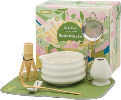 Yeemous 7 Pcs Matcha Whisk Set, Matcha Making Kit with Ceramic Bowl