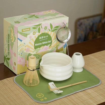 Yeemous 7 Pcs Matcha Whisk Set, Matcha Making Kit with Ceramic Bowl