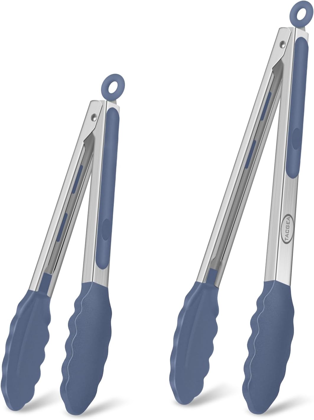 Stainless Steel Kitchen Tongs with Silicone Tips, Locking Grilling Food Tongs, 7" 9" and 12", Set of 3 Black