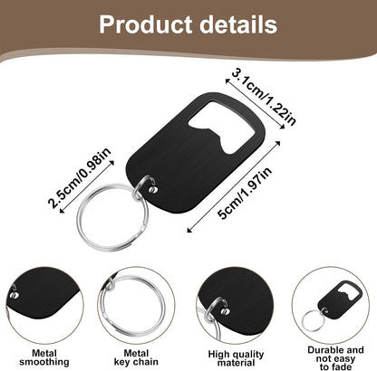 2Pcs Bottle Opener Keychain Beer Small Bottle Opener Stainless Steel Flat Key Chain Bottles Openers for Bartender Metal Portable Bar Keys for Bartender Bar Restaurant Black