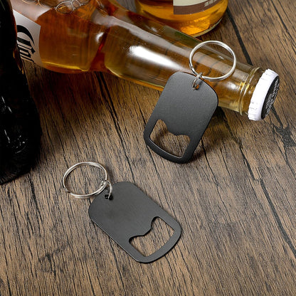 2Pcs Bottle Opener Keychain Beer Small Bottle Opener Stainless Steel Flat Key Chain Bottles Openers for Bartender Metal Portable Bar Keys for Bartender Bar Restaurant Black
