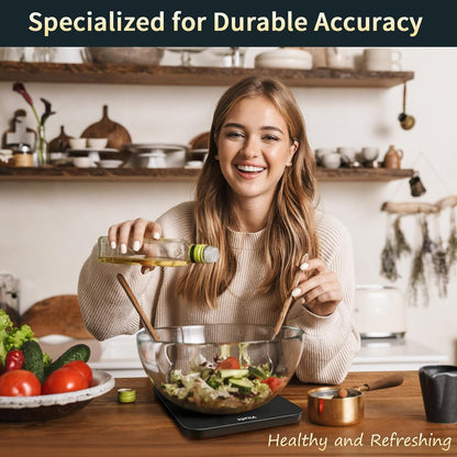 33lb/15kg Digital Food Scale in High Precision 0.1oz/1g, Our Own Kitchen Scale Professional Factory Since 2001, Kitchen Essentials for Cooking & Baking, LED, 3 AAA Battery, Spray Silver Black