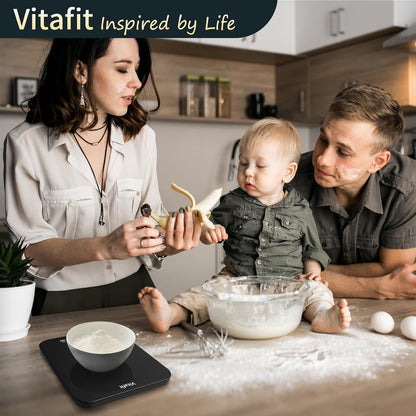 33lb/15kg Digital Food Scale in High Precision 0.1oz/1g, Our Own Kitchen Scale Professional Factory Since 2001, Kitchen Essentials for Cooking & Baking, LED, 3 AAA Battery, Spray Silver Black