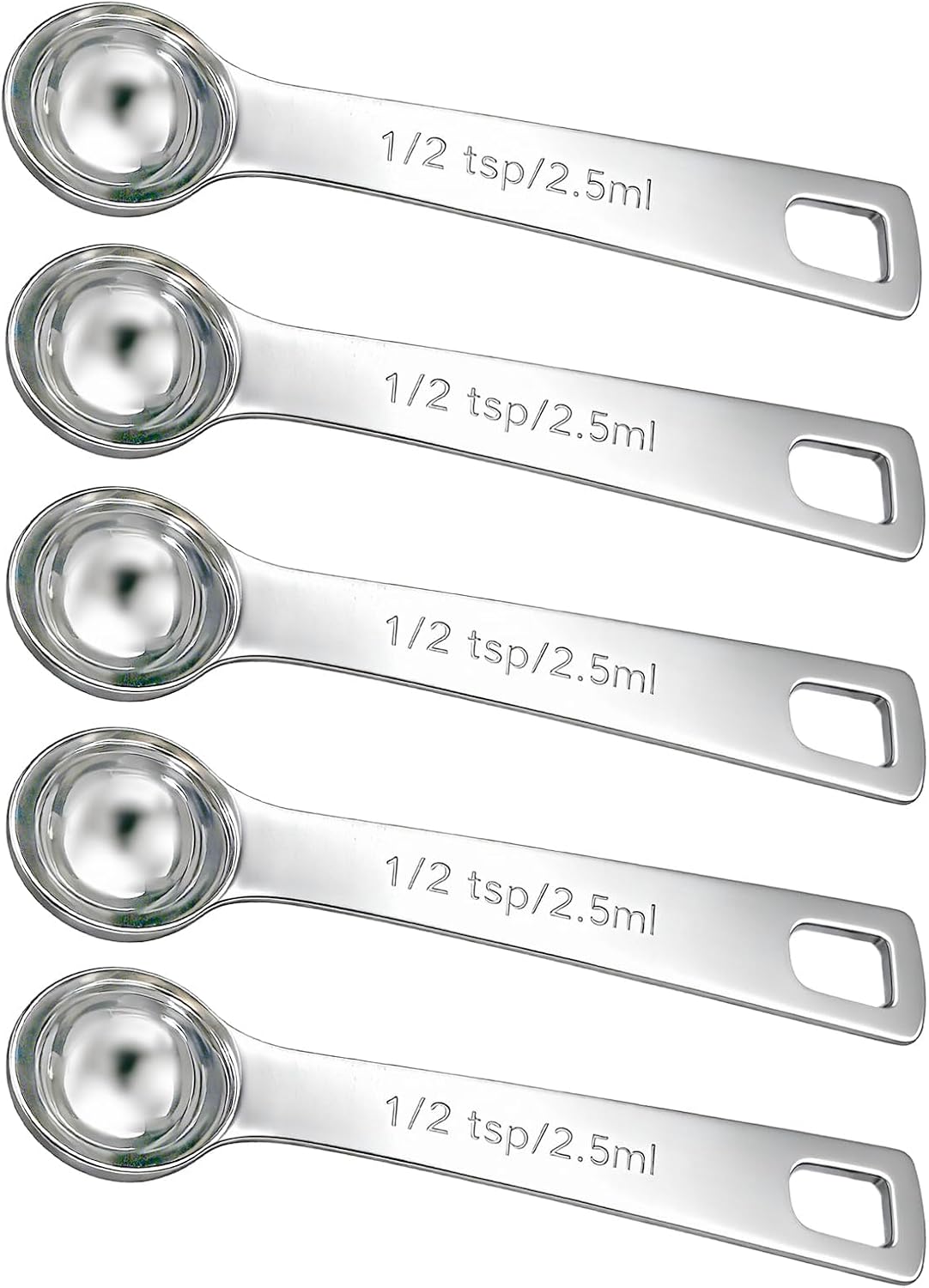 5PCS 1/2tsp(1/6tbsp, 2.5 ml) Measuring Spoon Teaspoons Stainless Steel Measure Spoons for Precise Cooking, Baking and Spices Measurement