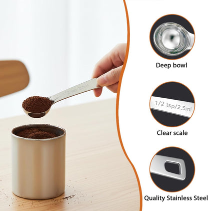 5PCS 1/2tsp(1/6tbsp, 2.5 ml) Measuring Spoon Teaspoons Stainless Steel Measure Spoons for Precise Cooking, Baking and Spices Measurement