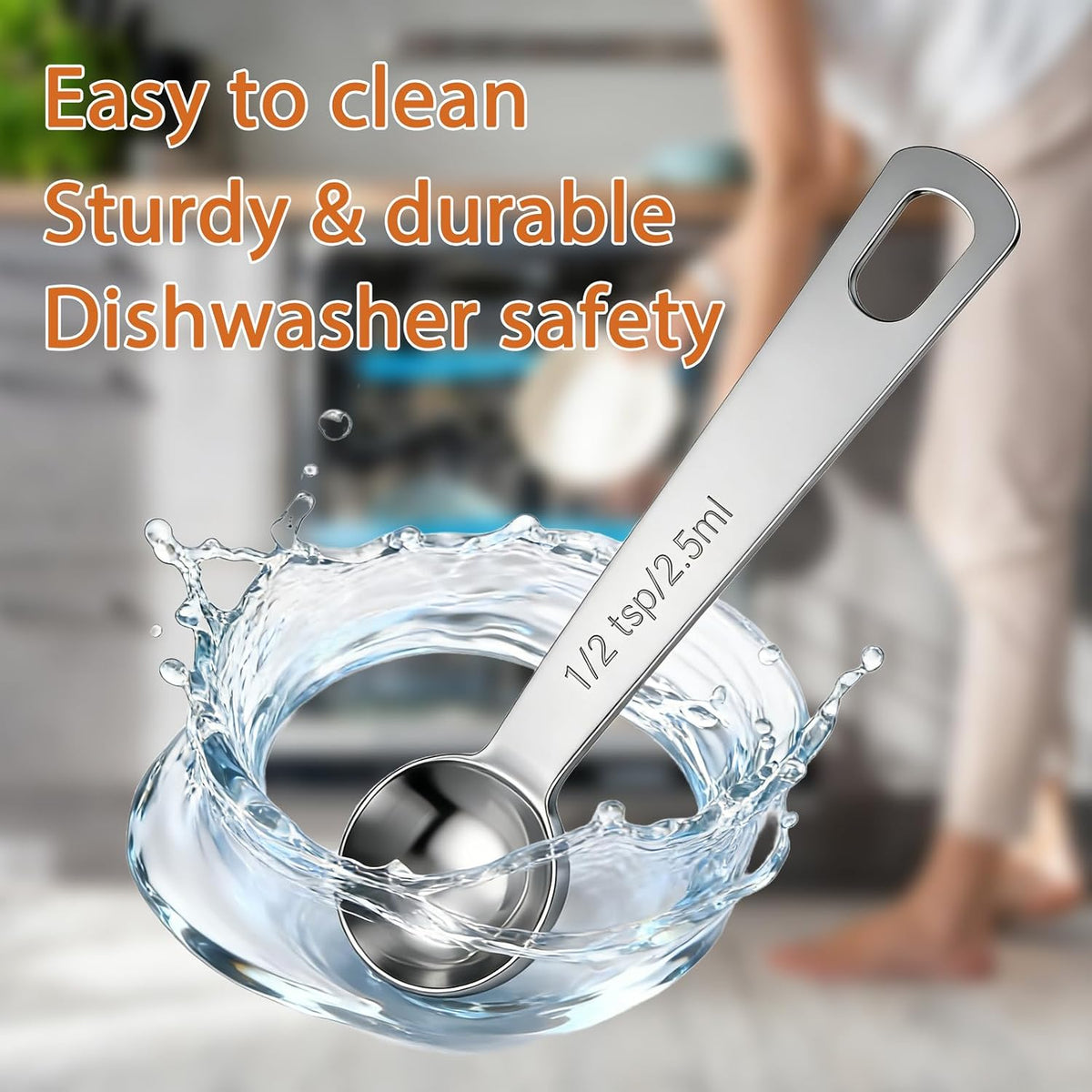 5PCS 1/2tsp(1/6tbsp, 2.5 ml) Measuring Spoon Teaspoons Stainless Steel Measure Spoons for Precise Cooking, Baking and Spices Measurement
