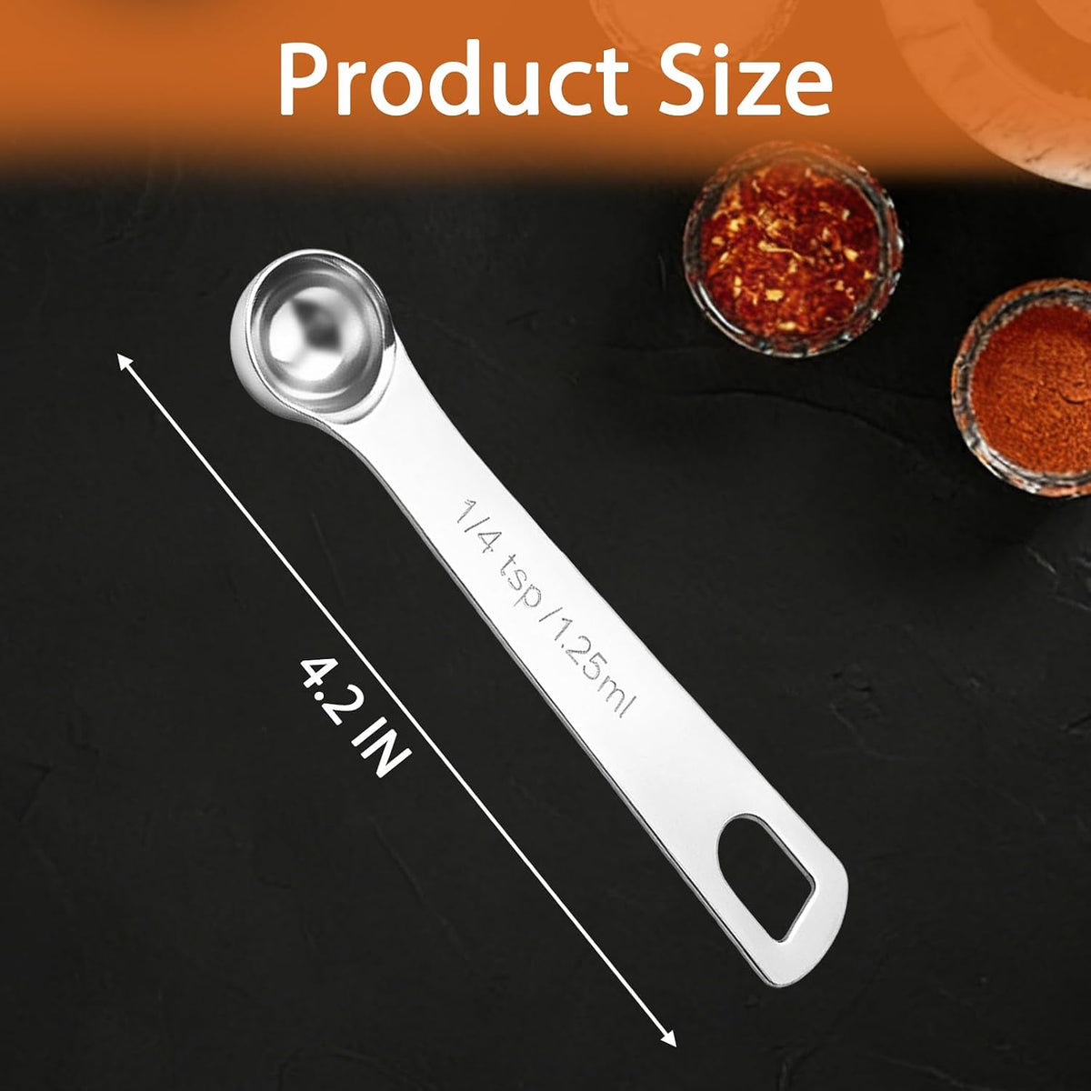 5PCS 1/2tsp(1/6tbsp, 2.5 ml) Measuring Spoon Teaspoons Stainless Steel Measure Spoons for Precise Cooking, Baking and Spices Measurement