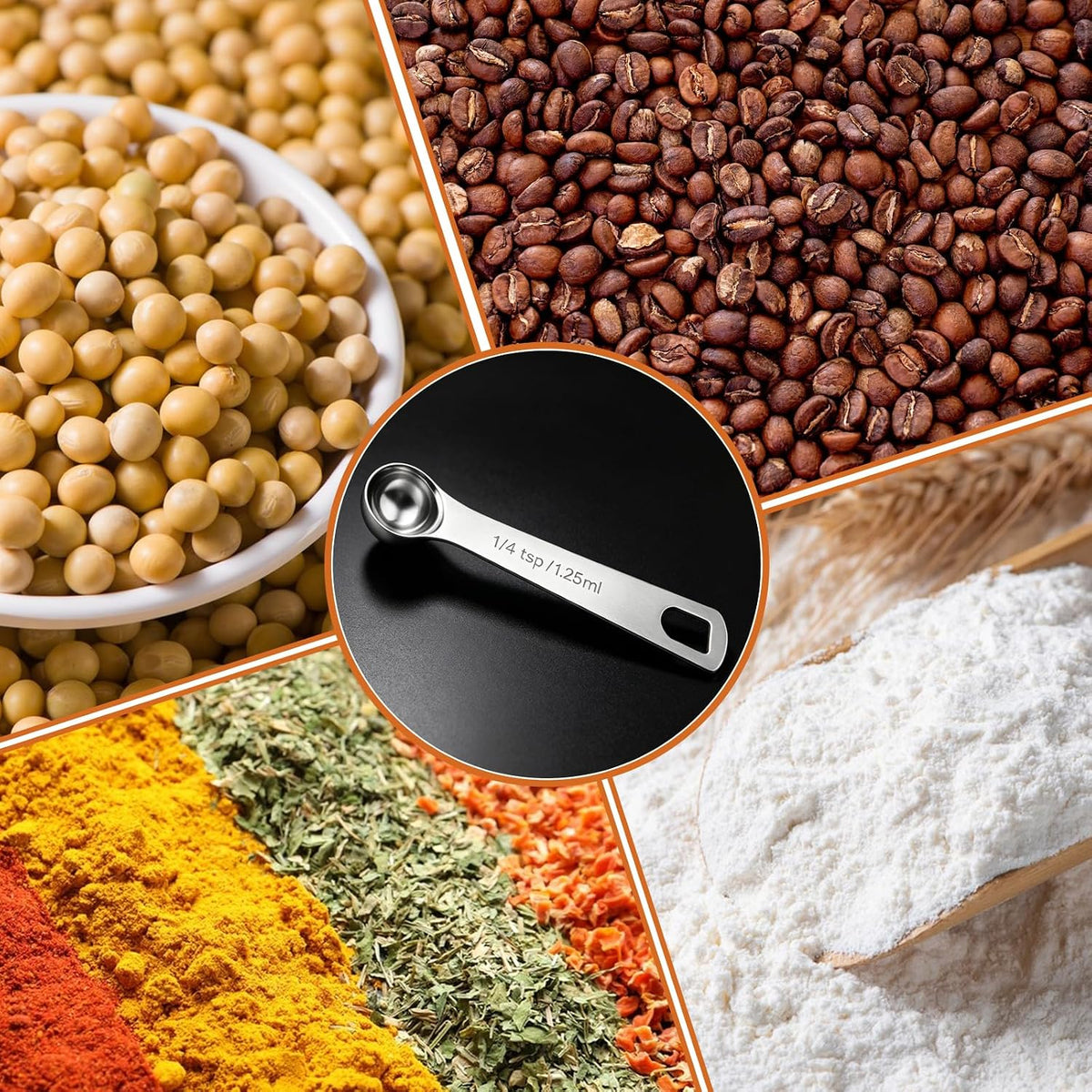 5PCS 1/2tsp(1/6tbsp, 2.5 ml) Measuring Spoon Teaspoons Stainless Steel Measure Spoons for Precise Cooking, Baking and Spices Measurement