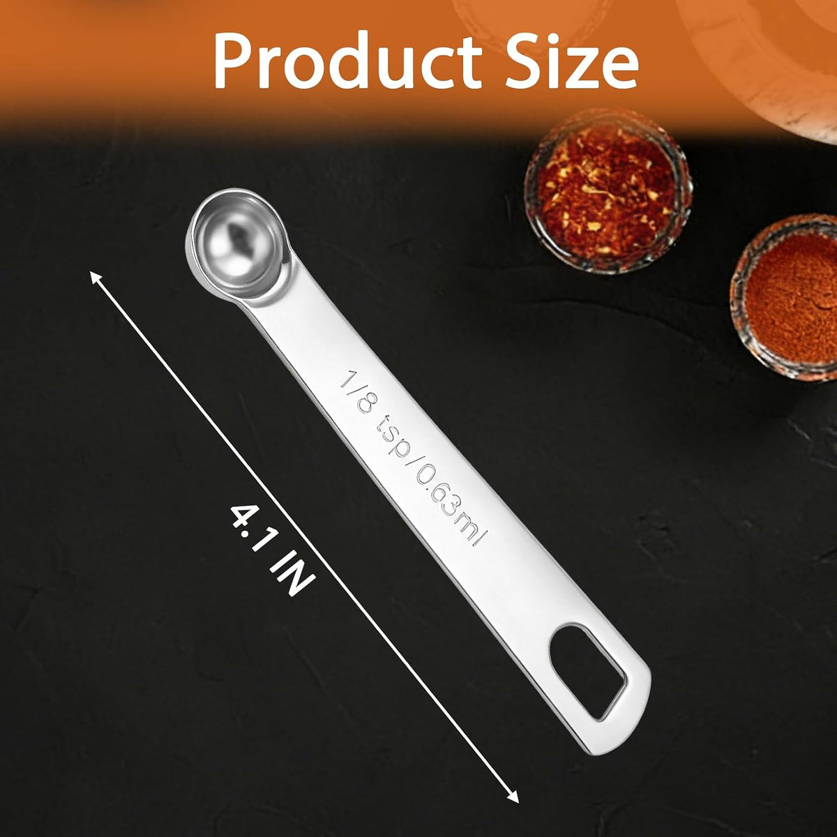 5PCS 1/2tsp(1/6tbsp, 2.5 ml) Measuring Spoon Teaspoons Stainless Steel Measure Spoons for Precise Cooking, Baking and Spices Measurement