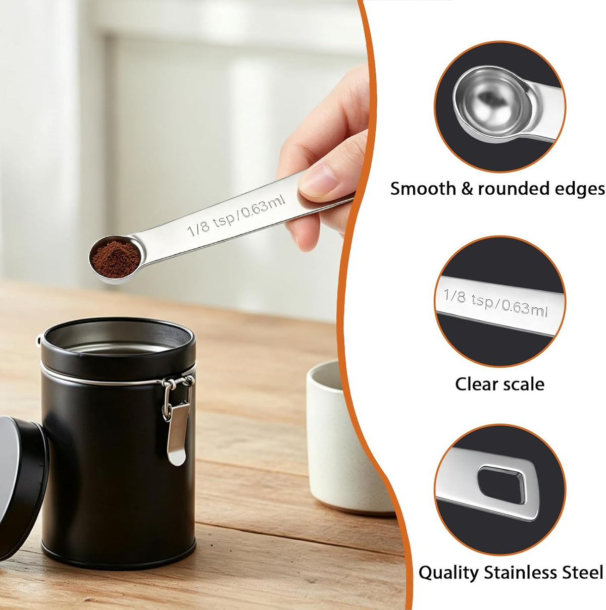 5PCS 1/2tsp(1/6tbsp, 2.5 ml) Measuring Spoon Teaspoons Stainless Steel Measure Spoons for Precise Cooking, Baking and Spices Measurement