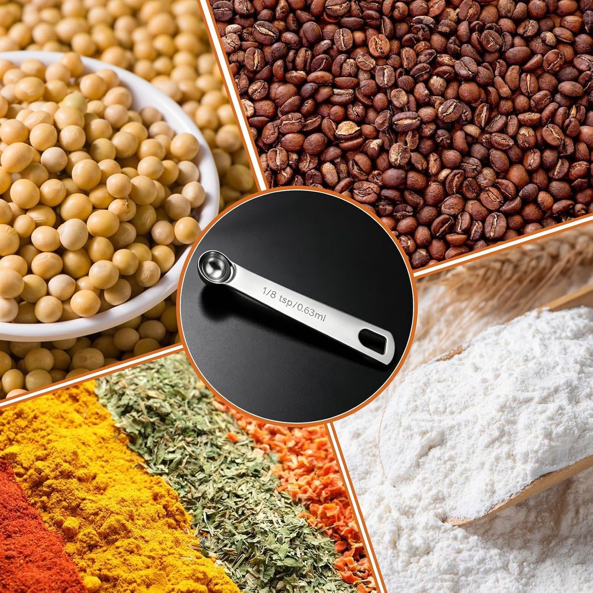 5PCS 1/2tsp(1/6tbsp, 2.5 ml) Measuring Spoon Teaspoons Stainless Steel Measure Spoons for Precise Cooking, Baking and Spices Measurement