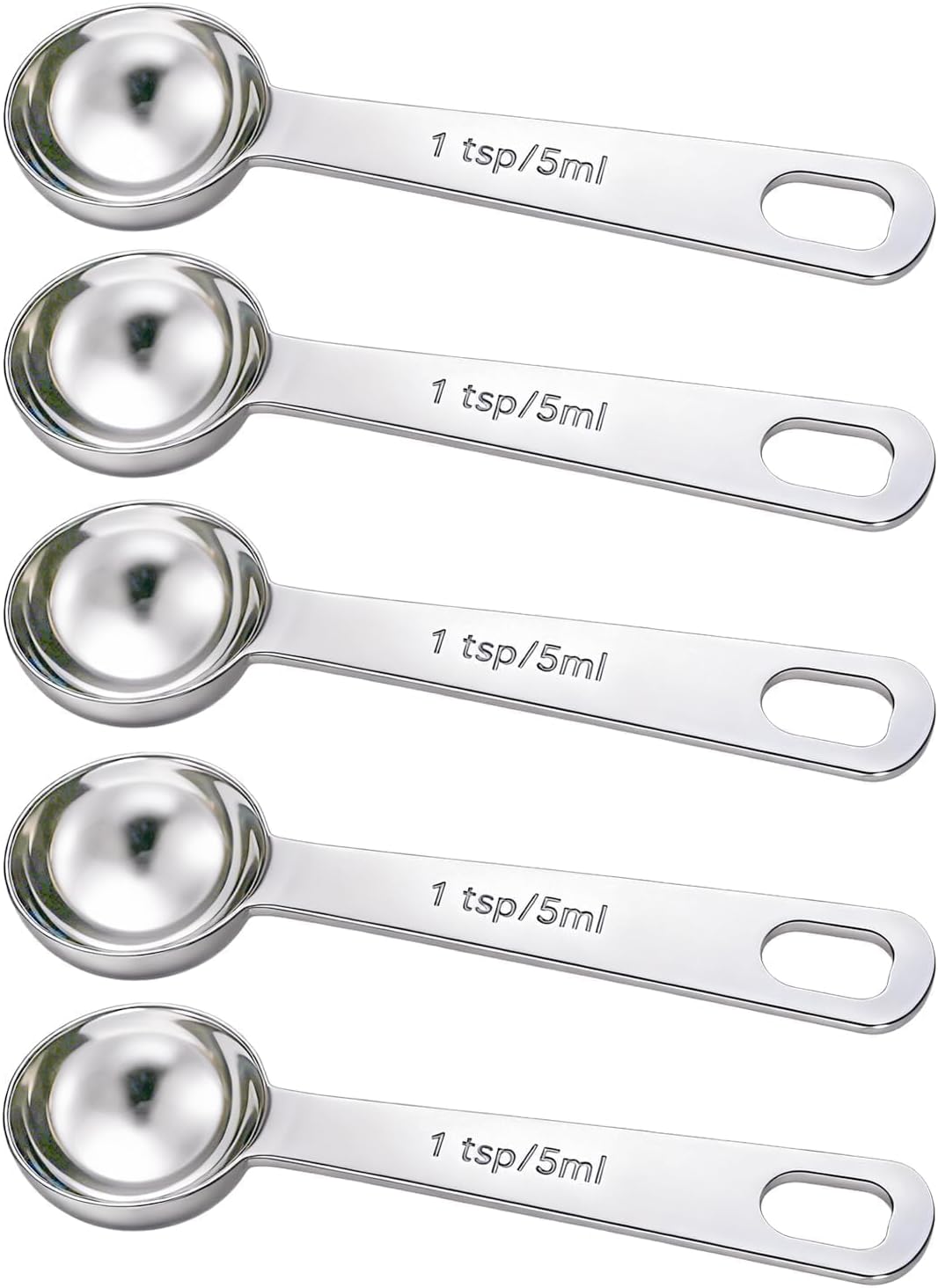 5PCS 1/2tsp(1/6tbsp, 2.5 ml) Measuring Spoon Teaspoons Stainless Steel Measure Spoons for Precise Cooking, Baking and Spices Measurement