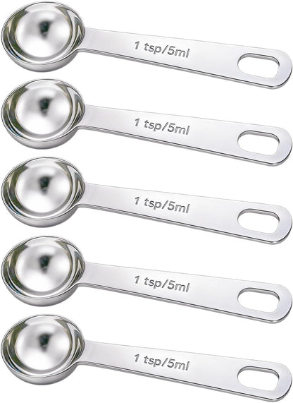 5PCS 1/2tsp(1/6tbsp, 2.5 ml) Measuring Spoon Teaspoons Stainless Steel Measure Spoons for Precise Cooking, Baking and Spices Measurement