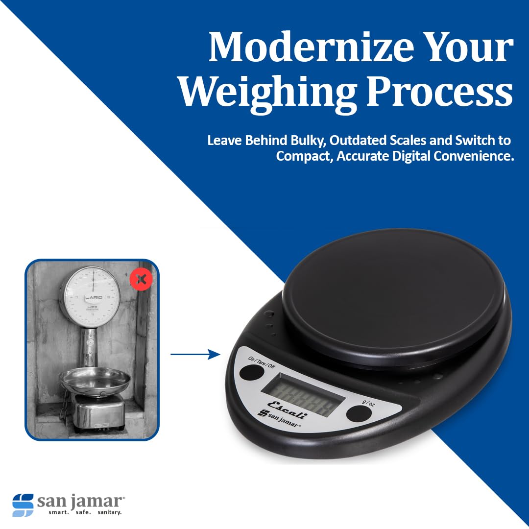 San Jamar Primo NSF Listed Digital Scale, 11 lb/5 kg, Black (SCDGP11BK)