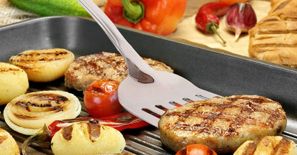 Premium Stainless Steel Skimmer Strainer Ladle - 15” Large Straining Spoon for Frying, Boiling & Blanching - Durable, Rust-Resistant & Heat-Proof Kitchen Tool for Everyday Use
