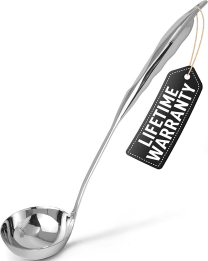 Premium Stainless Steel Skimmer Strainer Ladle - 15” Large Straining Spoon for Frying, Boiling & Blanching - Durable, Rust-Resistant & Heat-Proof Kitchen Tool for Everyday Use