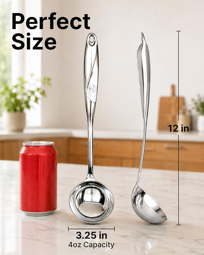 Premium Stainless Steel Skimmer Strainer Ladle - 15” Large Straining Spoon for Frying, Boiling & Blanching - Durable, Rust-Resistant & Heat-Proof Kitchen Tool for Everyday Use