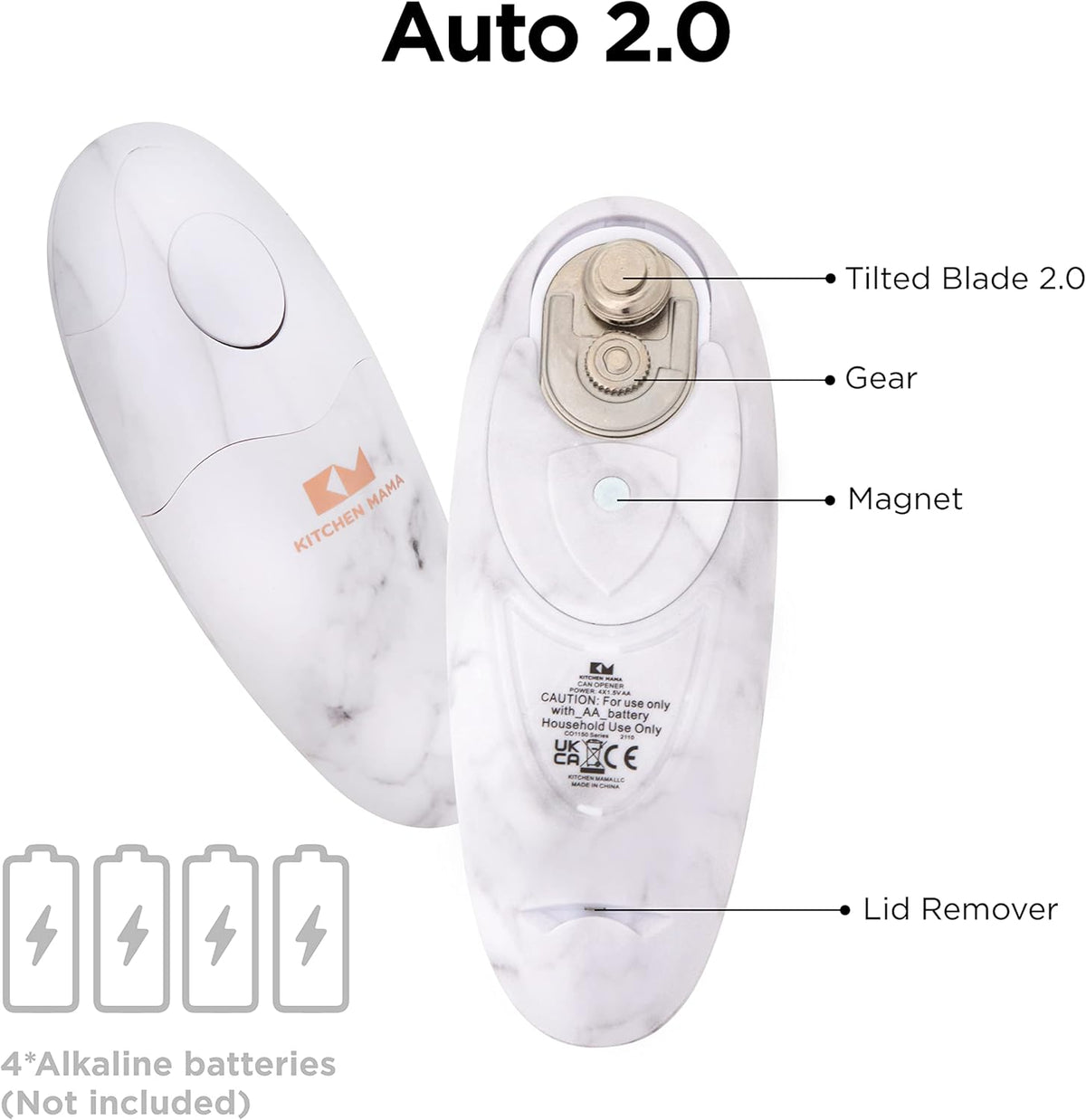 Auto 2.0 Electric Can Opener, Marble White