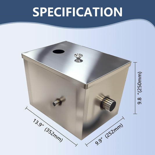 Commercial Grease Trap Stainless Steel Interceptor Oil-water Separator for Restaurant, Kitchen, Cafe, Canteen, Factory