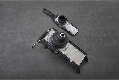Professional Mandoline 2.0 - Adjustable Mandoline Slicer with 4 Cutting Thicknesses, Spring-Loaded Hand Guard, Stainless Steel Slicing Ramp, Foldable Non-Skid Feet for Safe, Convenient Food Prep