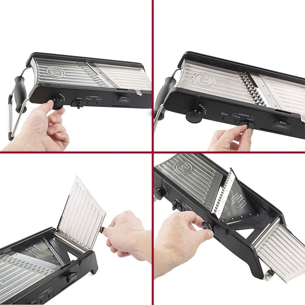 Professional Mandoline 2.0 - Adjustable Mandoline Slicer with 4 Cutting Thicknesses, Spring-Loaded Hand Guard, Stainless Steel Slicing Ramp, Foldable Non-Skid Feet for Safe, Convenient Food Prep