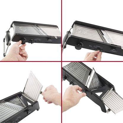 Professional Mandoline 2.0 - Adjustable Mandoline Slicer with 4 Cutting Thicknesses, Spring-Loaded Hand Guard, Stainless Steel Slicing Ramp, Foldable Non-Skid Feet for Safe, Convenient Food Prep