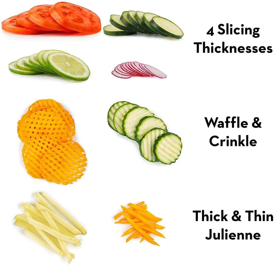 Professional Mandoline 2.0 - Adjustable Mandoline Slicer with 4 Cutting Thicknesses, Spring-Loaded Hand Guard, Stainless Steel Slicing Ramp, Foldable Non-Skid Feet for Safe, Convenient Food Prep