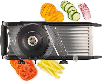 Professional Mandoline 2.0 - Adjustable Mandoline Slicer with 4 Cutting Thicknesses, Spring-Loaded Hand Guard, Stainless Steel Slicing Ramp, Foldable Non-Skid Feet for Safe, Convenient Food Prep