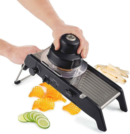 Professional Mandoline 2.0 - Adjustable Mandoline Slicer with 4 Cutting Thicknesses, Spring-Loaded Hand Guard, Stainless Steel Slicing Ramp, Foldable Non-Skid Feet for Safe, Convenient Food Prep