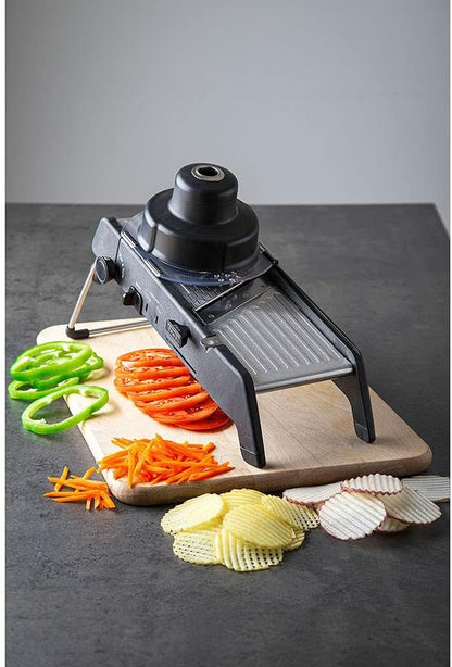 Professional Mandoline 2.0 - Adjustable Mandoline Slicer with 4 Cutting Thicknesses, Spring-Loaded Hand Guard, Stainless Steel Slicing Ramp, Foldable Non-Skid Feet for Safe, Convenient Food Prep
