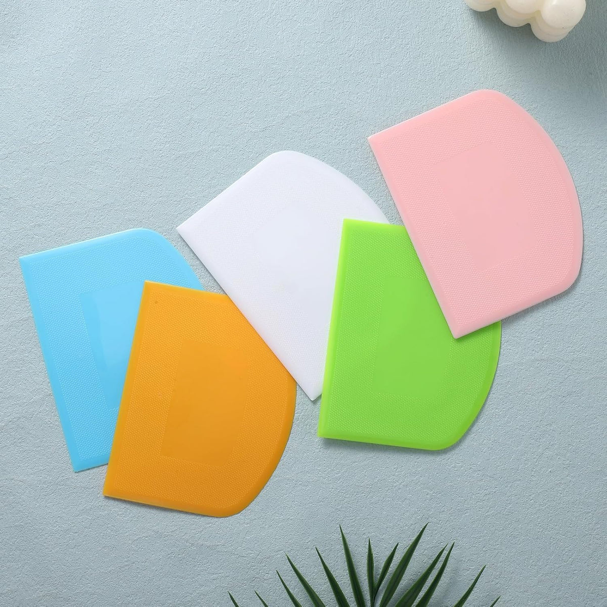 6 Pcs Bowl Scraper Plastic Bench Scraper Dough for Bread Dough, Bench Scrapers for Baking, Plastic Flexible Bowl Scrapers for Bread, Cake, Fondant Icing Food, White, Green, Orange, Blue