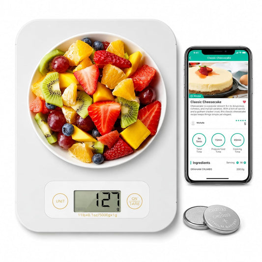 URAMAZ Smart Food Scale with Nutritional Calculator, Digital Kitchen Scale with Bluetooth App for Weight Loss, Food Weight Scale for Diet, Keto, Macro, Calories Counting, Tracking, 11lb