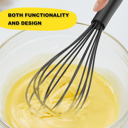 Silicone Whisk Set 8" 10" Kitchen Whisk Black