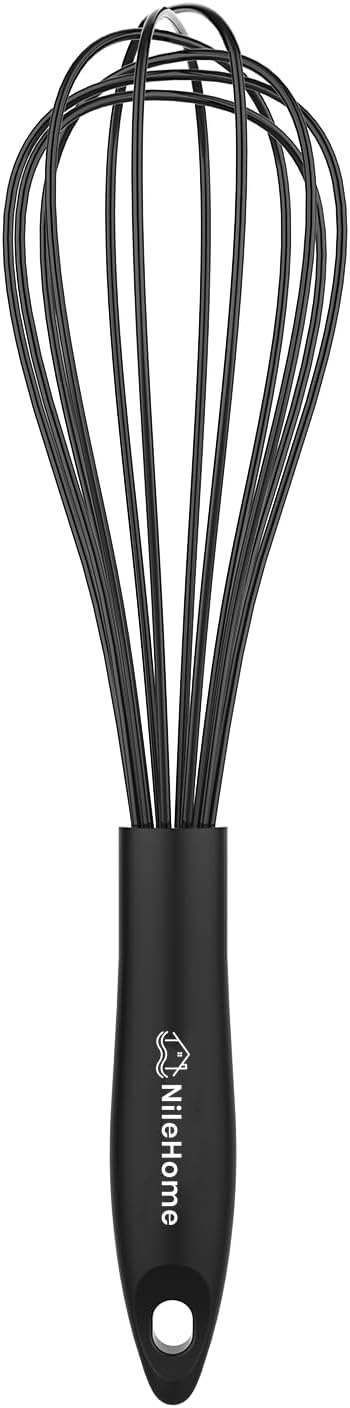 Silicone Whisk Set 8" 10" Kitchen Whisk Black