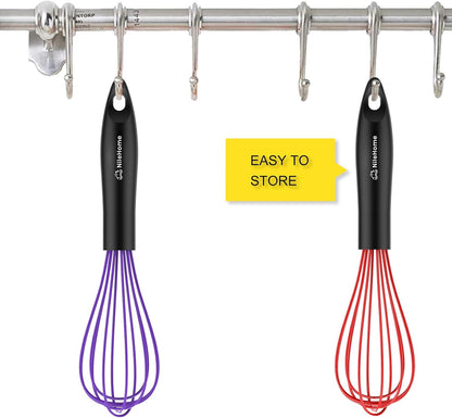 Silicone Whisk Set 8" 10" Kitchen Whisk Black