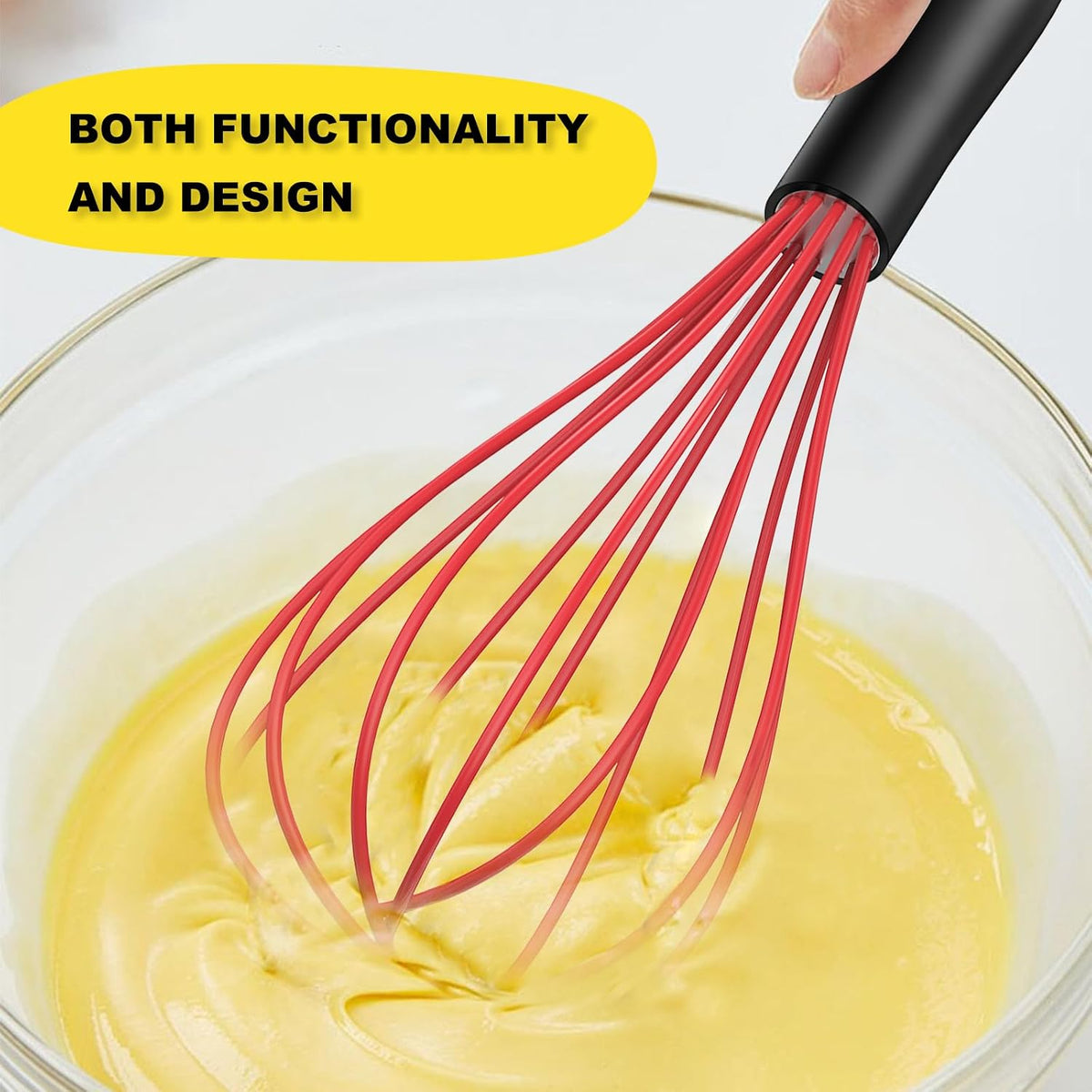 Silicone Whisk Set 8" 10" Kitchen Whisk Black