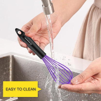 Silicone Whisk Set 8" 10" Kitchen Whisk Black
