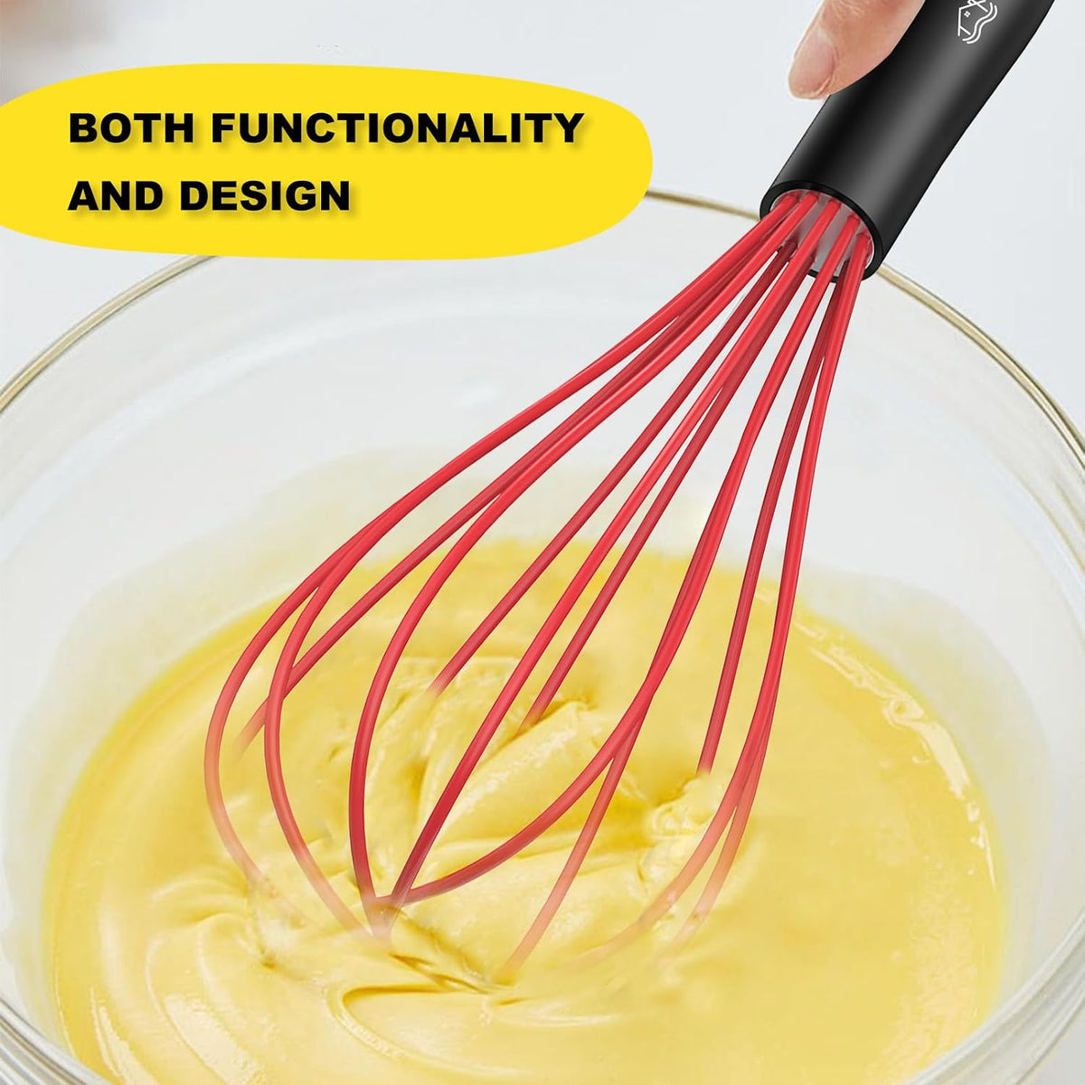 Silicone Whisk Set 8" 10" Kitchen Whisk Black