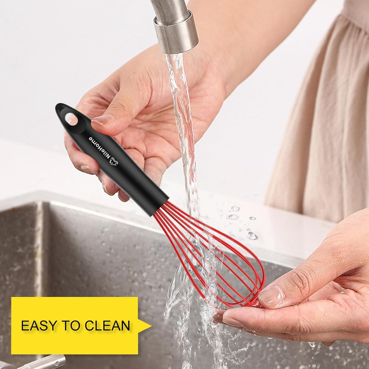 Silicone Whisk Set 8" 10" Kitchen Whisk Black