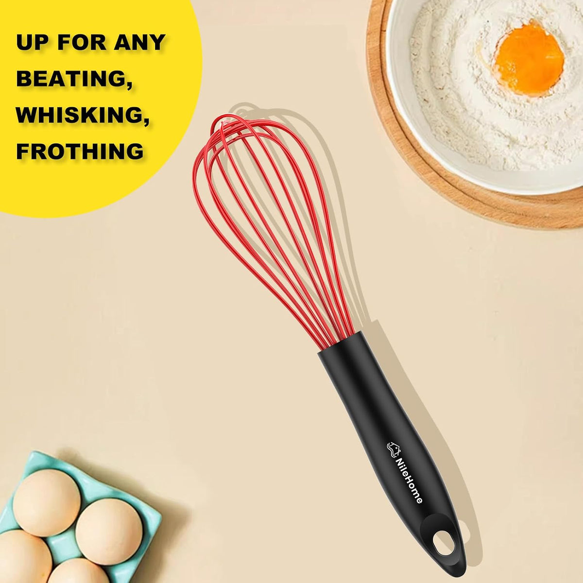 Silicone Whisk Set 8" 10" Kitchen Whisk Black