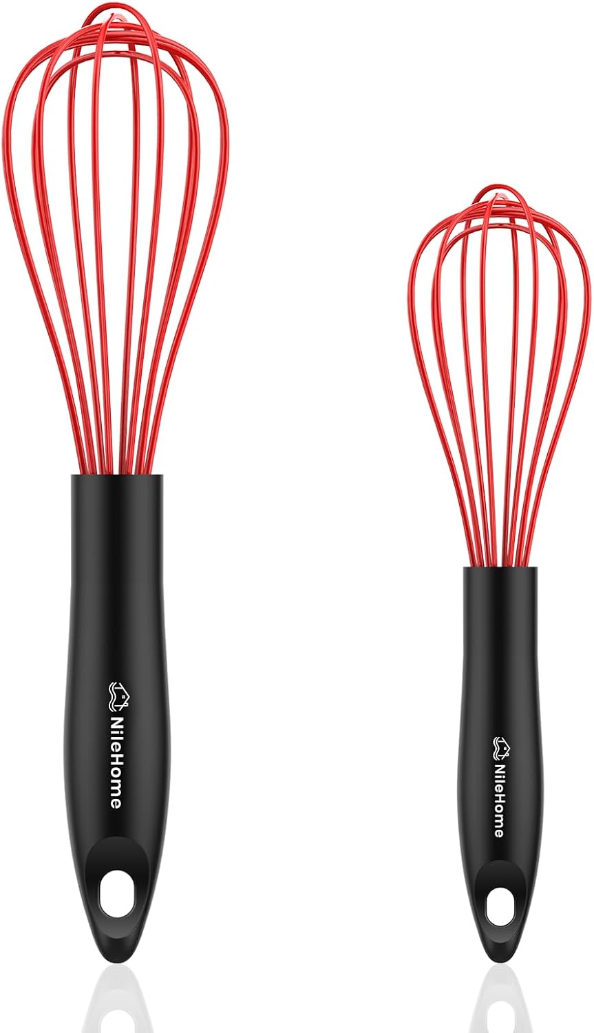Silicone Whisk Set 8" 10" Kitchen Whisk Black