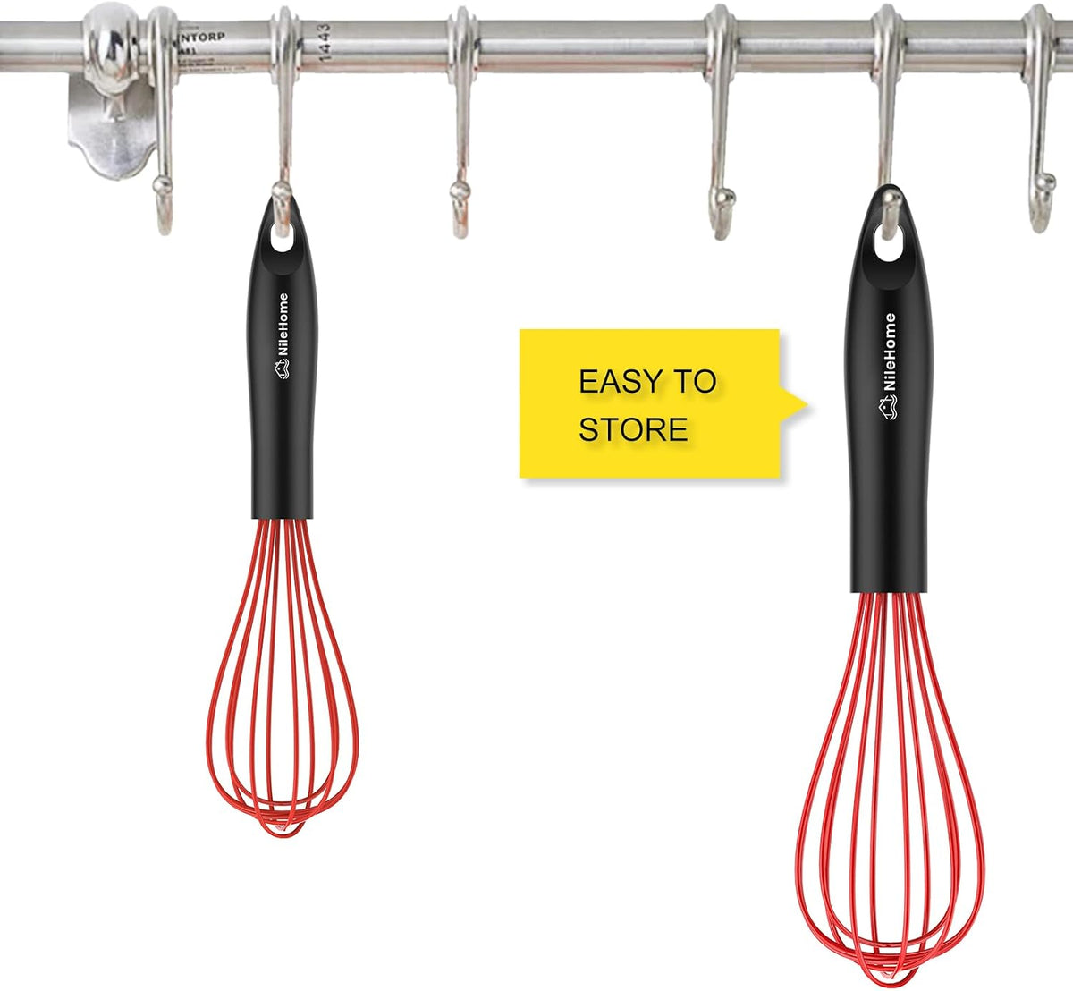 Silicone Whisk Set 8" 10" Kitchen Whisk Black
