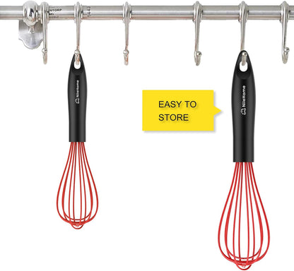 Silicone Whisk Set 8" 10" Kitchen Whisk Black