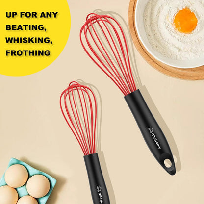 Silicone Whisk Set 8" 10" Kitchen Whisk Black