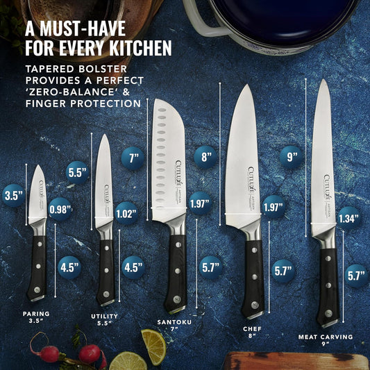 Kitchen Knives, 5 Pcs Chef's Knife Set – Razor Sharp German Steel, Full Tang, Ergonomic Handles – Artisan Series