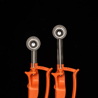 Size 100 ORANGE (0.32 oz.) VODOMAX Commercial Food Disher, Cookie Scoop, Stainless 18-10, Non-Spring Design, Portion Control disher, Ice Cream Scoop, Melon Baller, Meat Ball Scoop, Non Zeroll